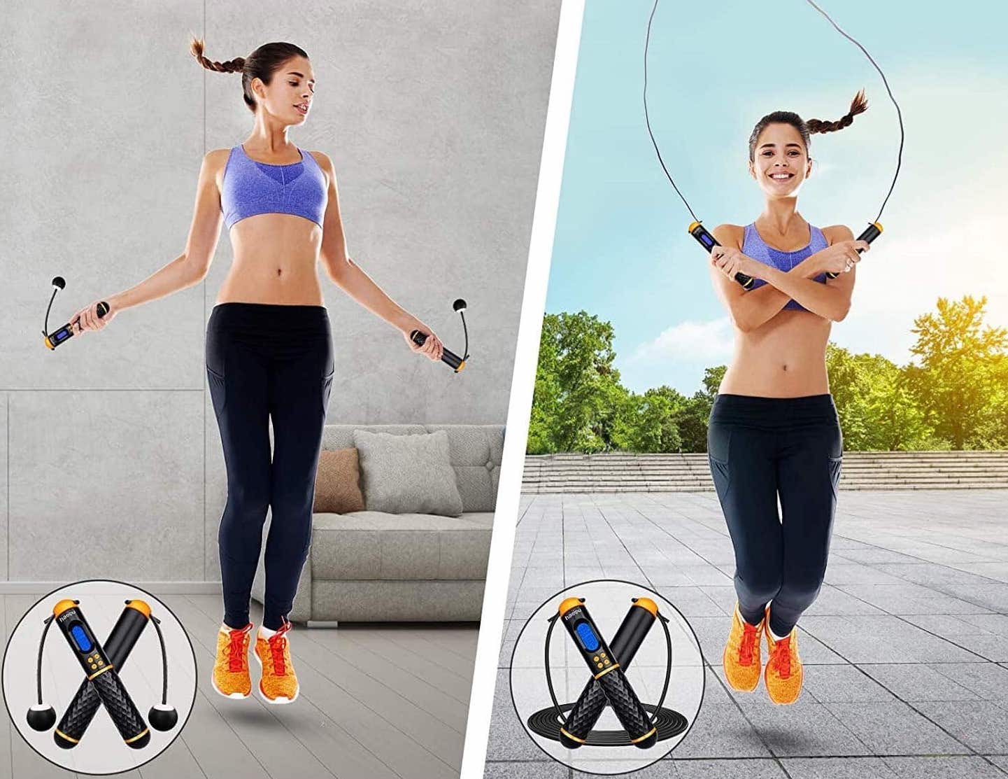 Corde à sauter connectée et ajustable pour vos exercices fitness en home gym